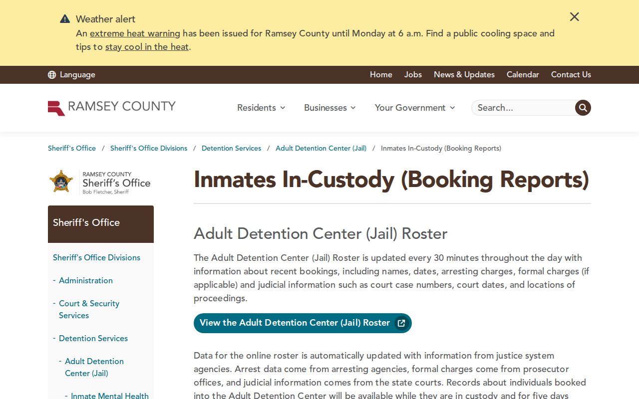 Ramsey County released inmates five-day booking report