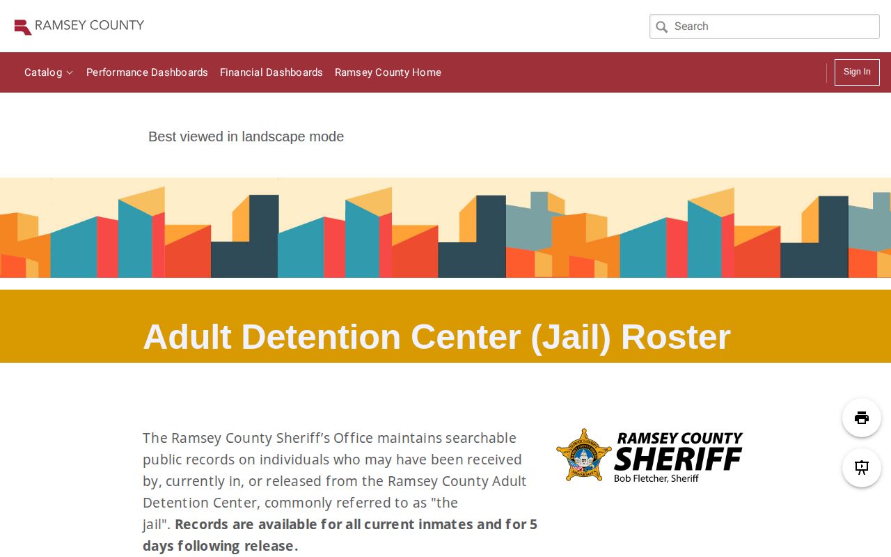 Ramsey County roster used to identify a released inmate booking photo record