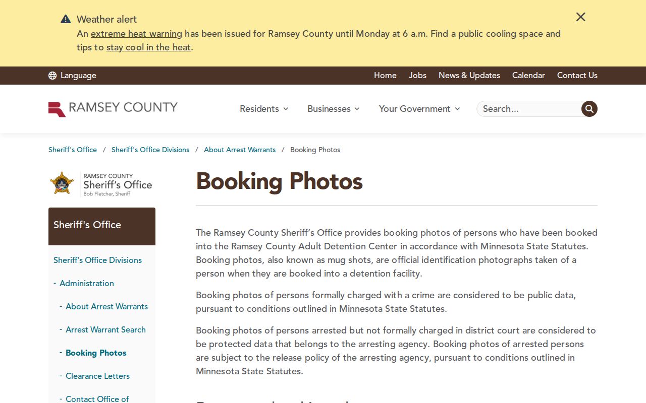 Ramsey County booking photo records request instructions