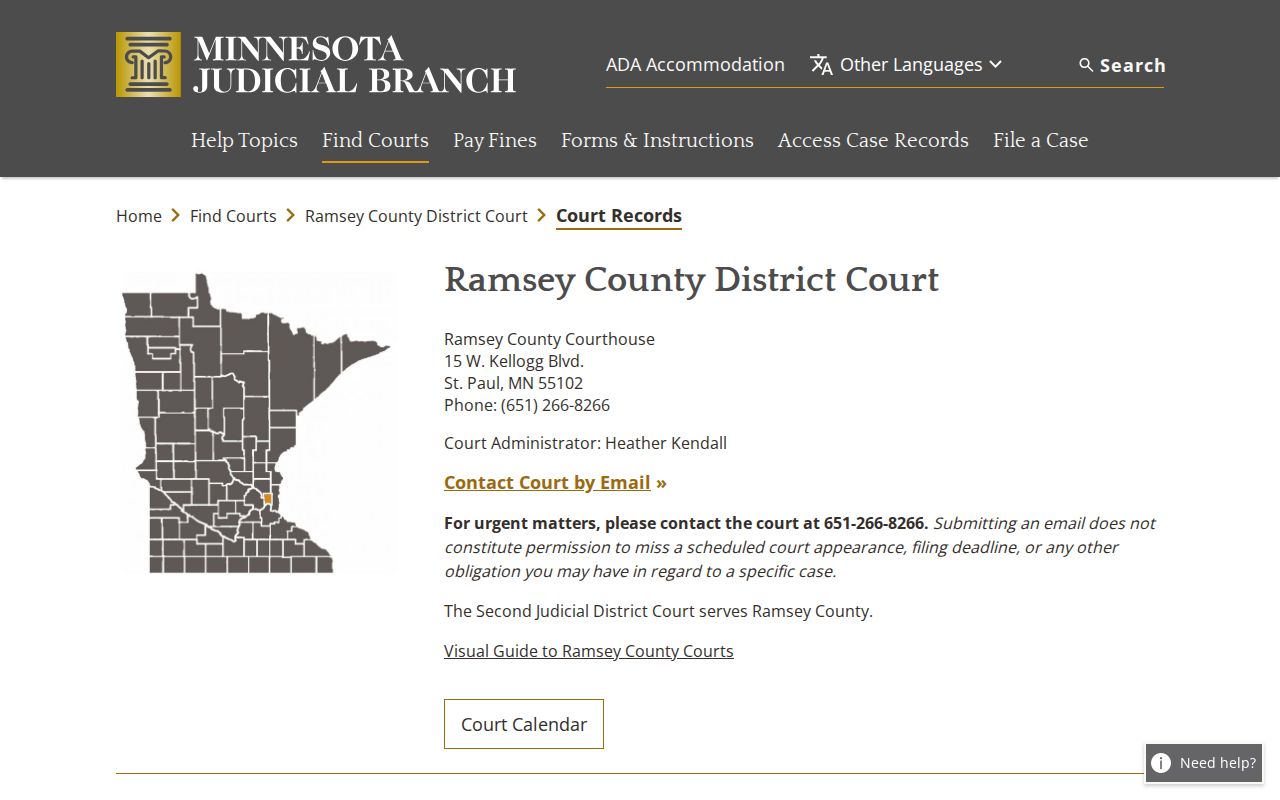 Ramsey County court records for released inmate verification